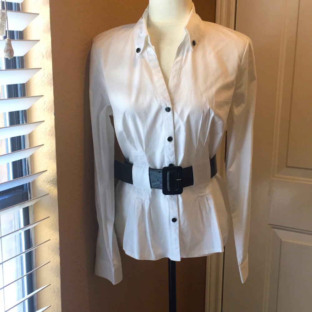 NWOT Peter Martin button down white blouse size medium